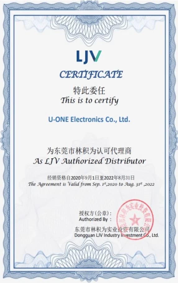 LJV Authorized Distributor Certificate